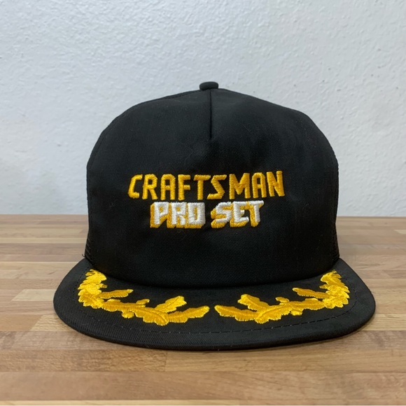 Vintage Craftsman Pro Set Snapback Black Trucker Hat K-Products Caps Made In USA - Picture 1 of 8